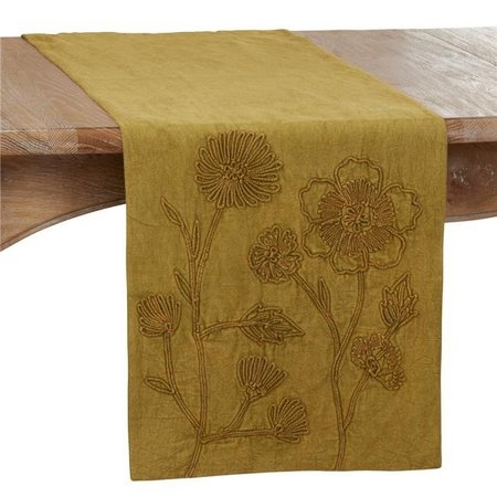 SARO LIFESTYLE SARO 684.G1672B Stone Washed Table Runner with Floral Design 684.G1672B